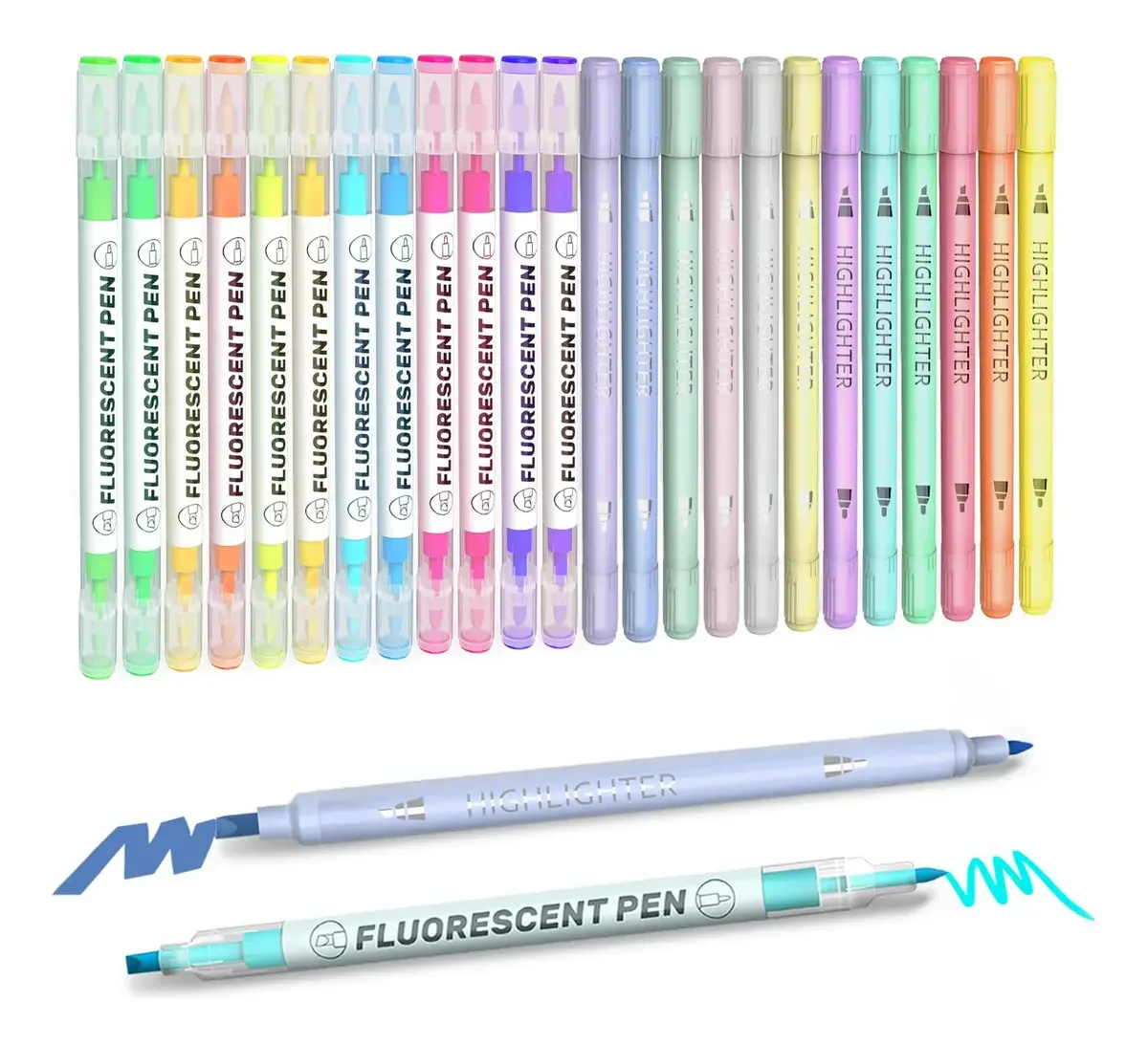Marcadores em tons pastel Eoouooip, pacote com 24 marcadores em pastel. Multicoloridos