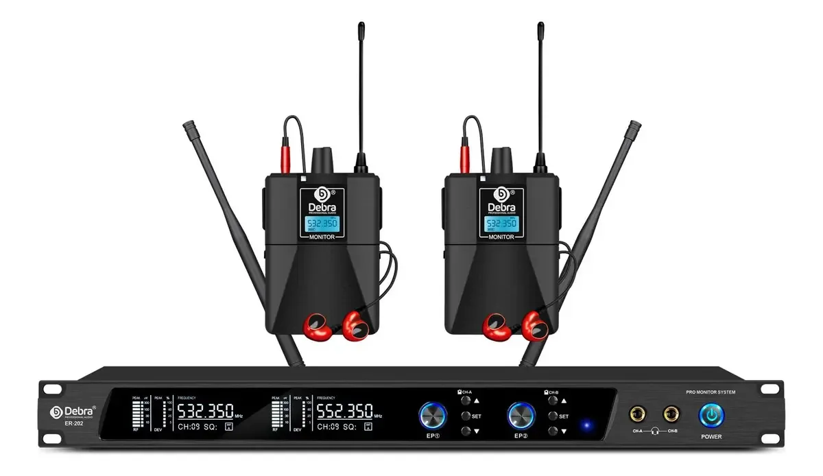 Sistema de monitor de ouvido UHF Dual Channel Pro para palco