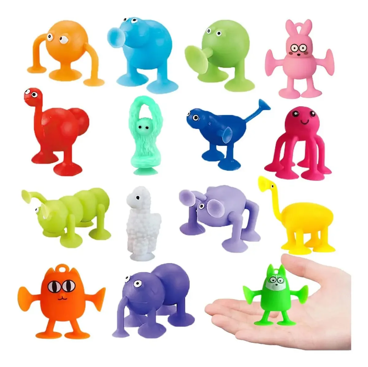 Conjunto de brinquedos de banho: 16 peças de brinquedos de silicone Sucker para N