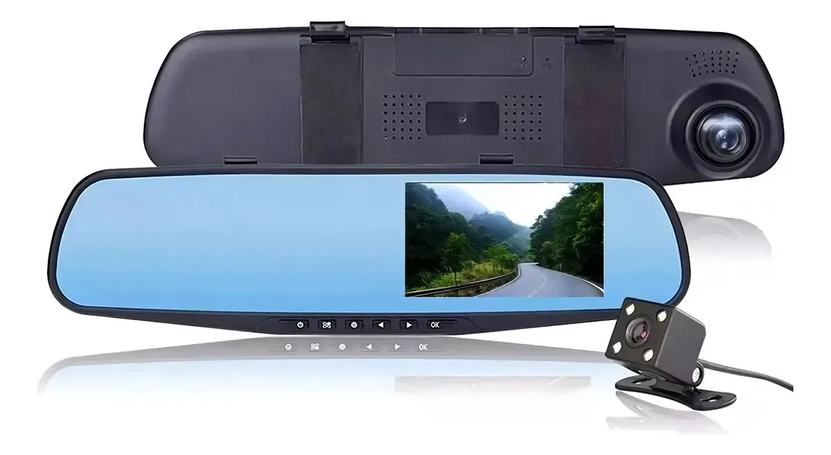 Espelho retrovisor universal, 2 câmeras, DVR reverso Full Hd