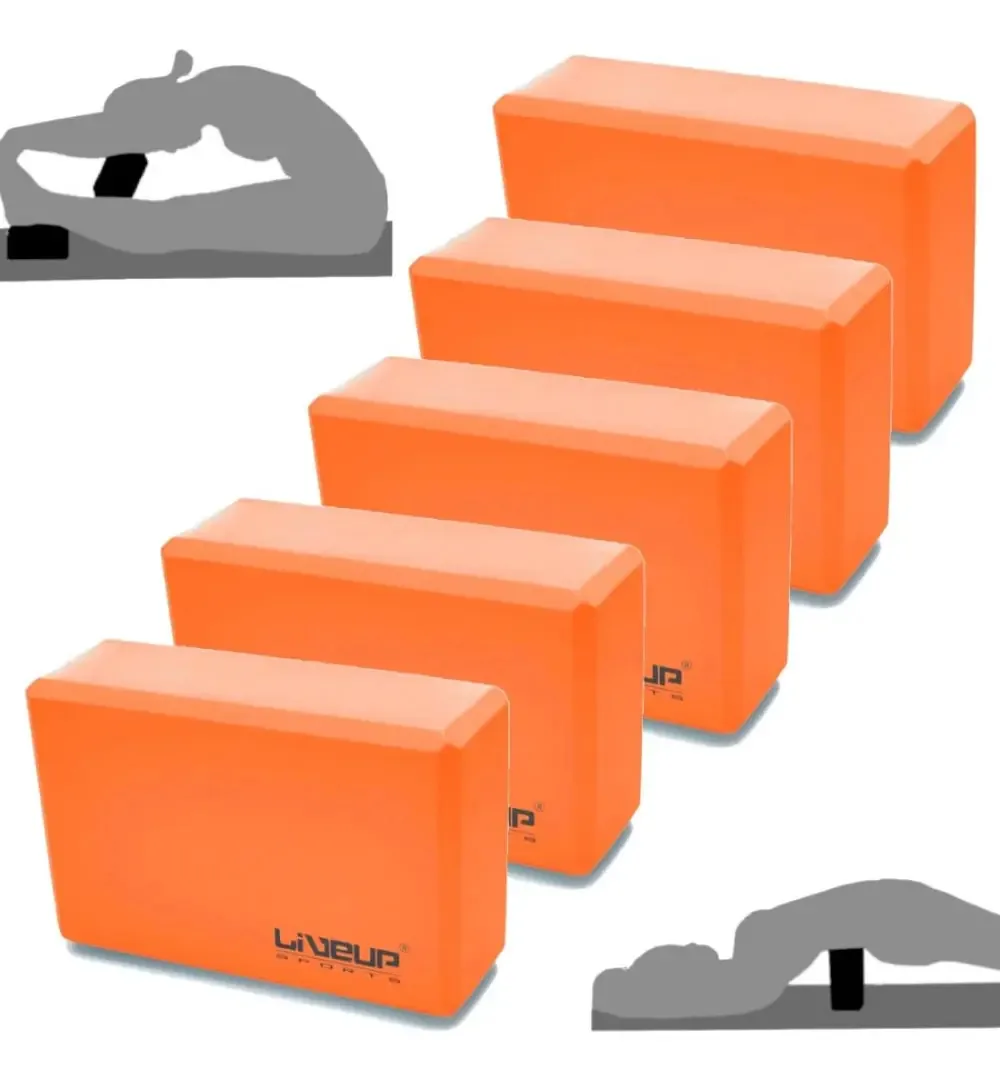 Kit de Blocos para Yoga e Pilates em EVA Laranja Liveup Sports com 5 Peças
