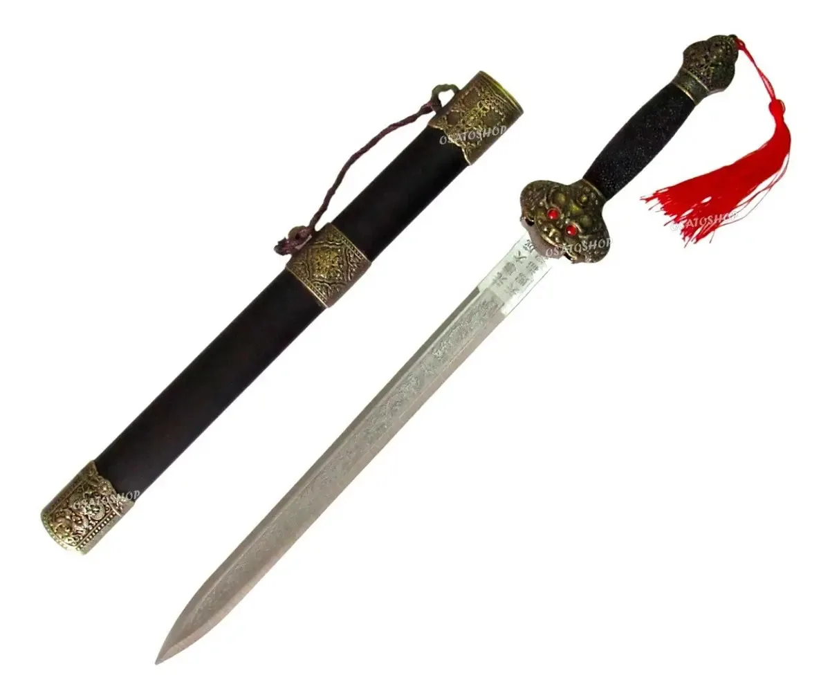 Faca Punhal Adaga Chinesa Dourada Decorativa Osato