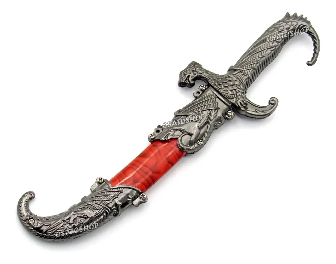 Adaga Antiga Osato Knives Dragão 22cm Inox Cabo Zamac Cinza-escuro