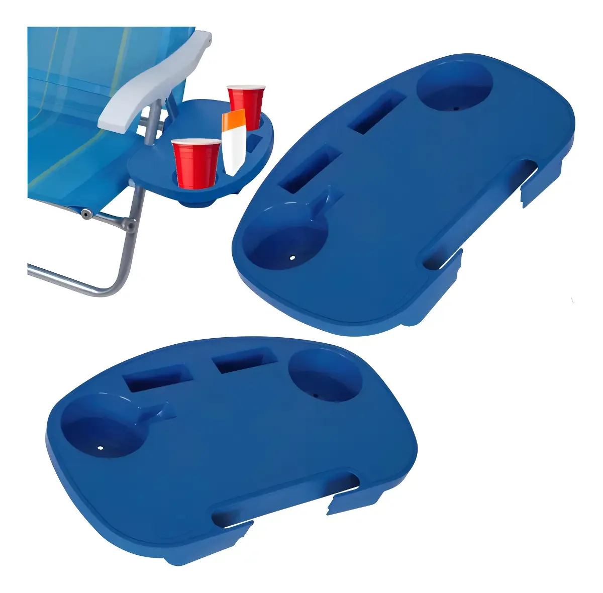 Pack 2 Mesas Portátil Mor Azul para Cadeira de Praia Com Porta Copos