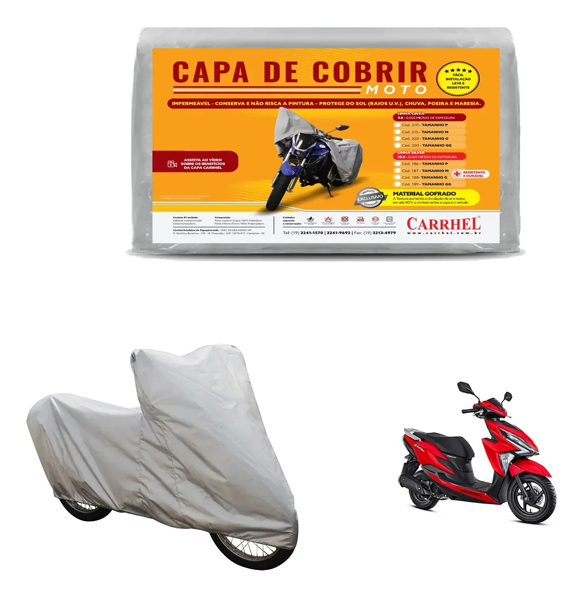 Capa Cobrir Moto Biz 110i 125 Impermeável Proteção Uv Sol Chuva Prata Carrhel