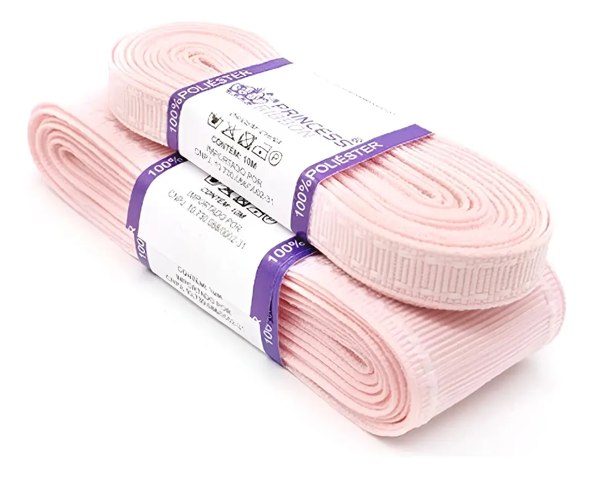 Fita Gorgurão Pespontada Rosa 38mmx9m Princess para Laços e Tiaras