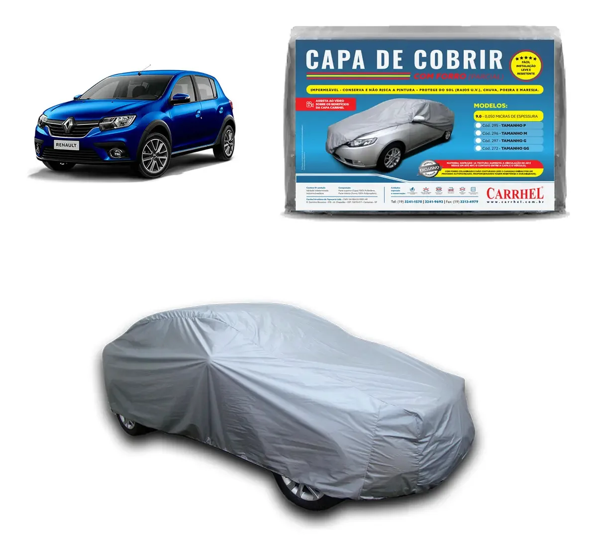 Capa Cobrir Carro Hatch Sedan Impermeável Forrada Proteção Uv Sol Chuva Carrhel