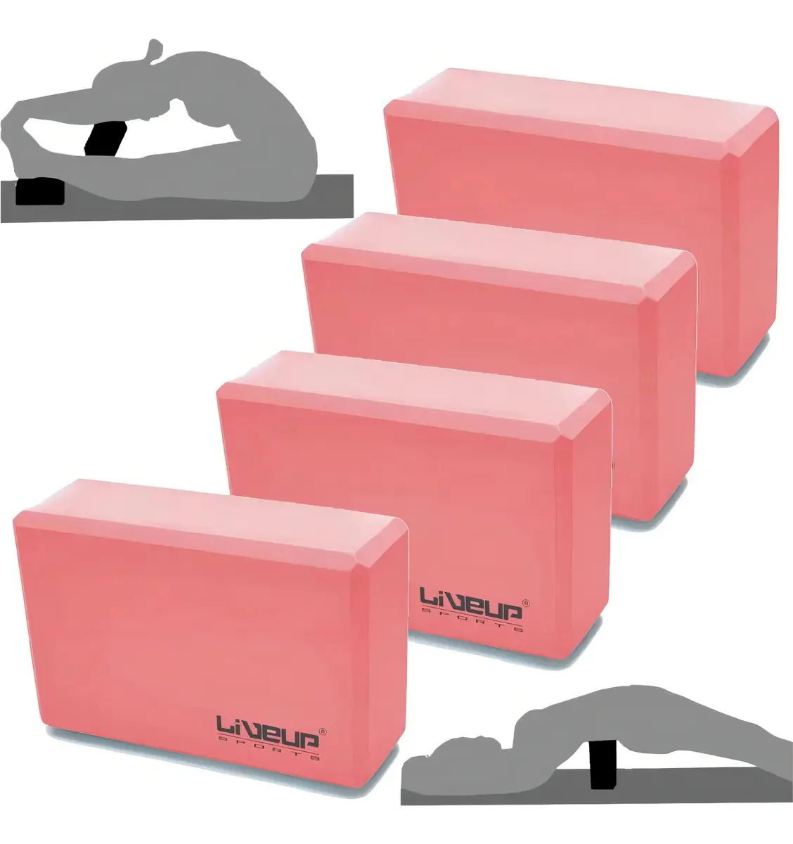 Kit 4 Blocos de Apoio para Yoga e Pilates em EVA Vermelho