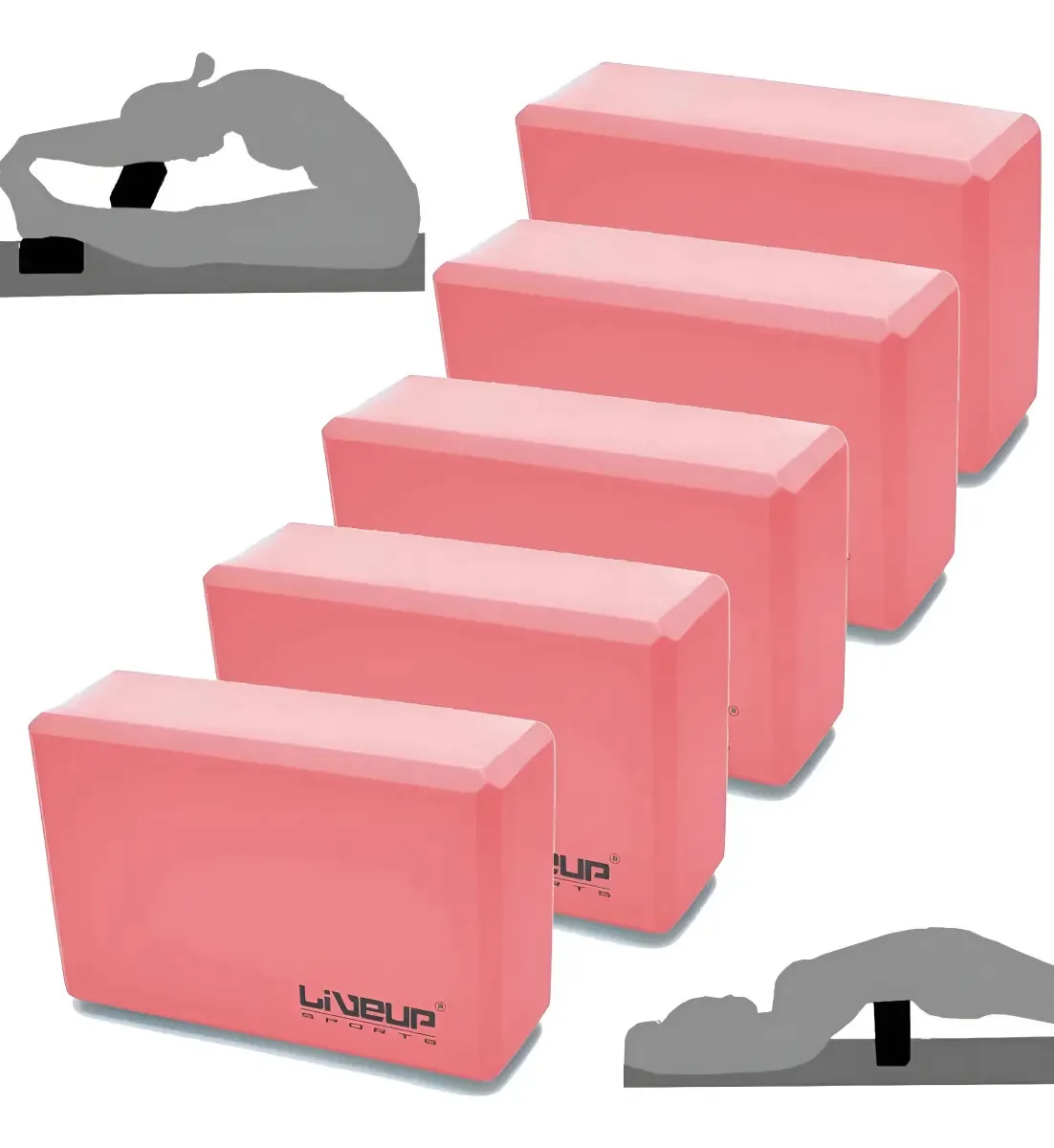 Kit 5 Blocos De Apoio Yoga Pilates Eva Vermelho 23 X 15 Cm