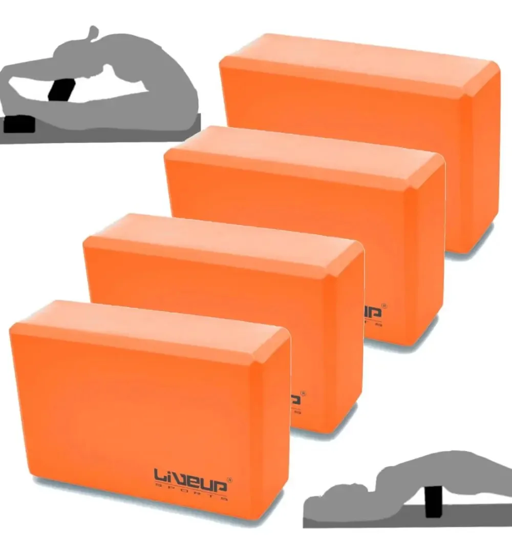Kit 4 Blocos de Apoio para Yoga e Pilates Laranja Liveup Sports