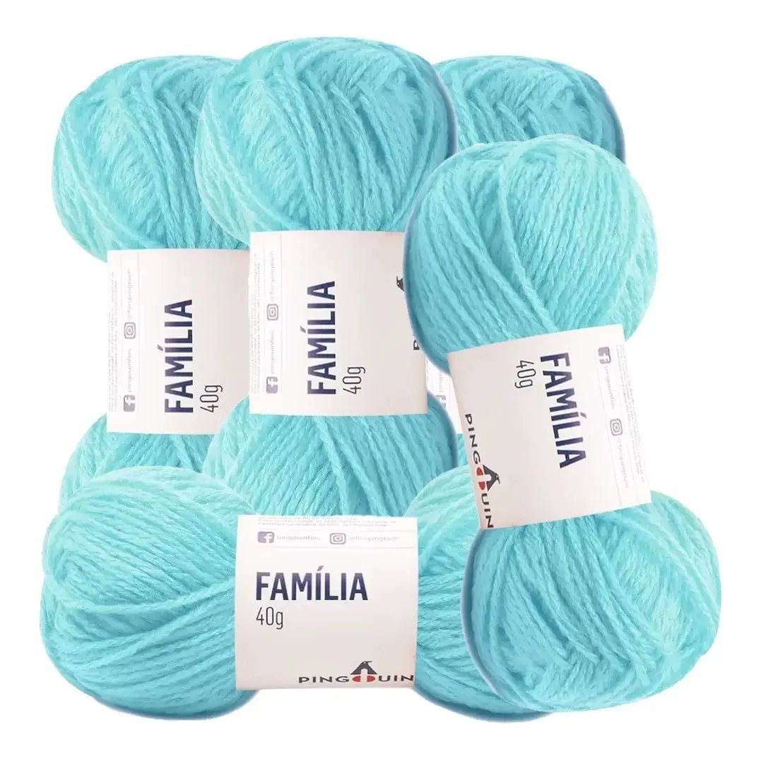 Kit 5 Lãs Família Pingouin 40g 106mts Crochê Tricô Cor 8589-napoles