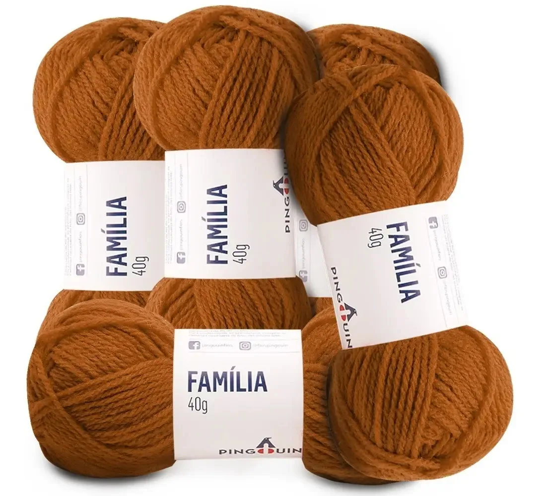Kit 5 Lãs Família Pingouin 40g 106mts Crochê Tricô Cor 9702 - Medieval