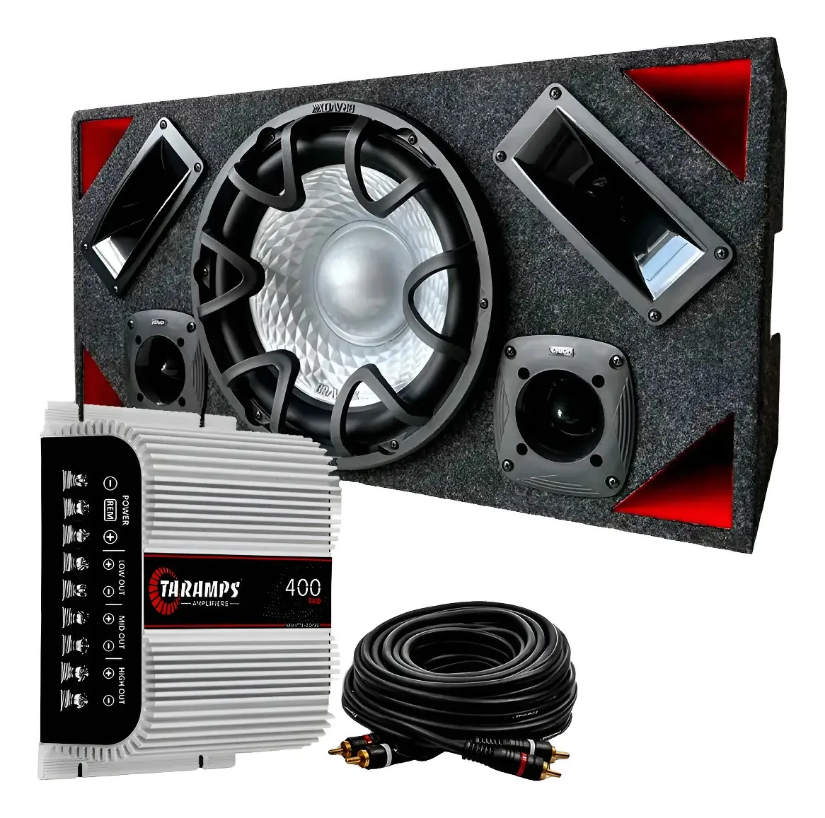 Caixa Amplificada Trio Bravox Sub 12 1040w + Módulo Taramps