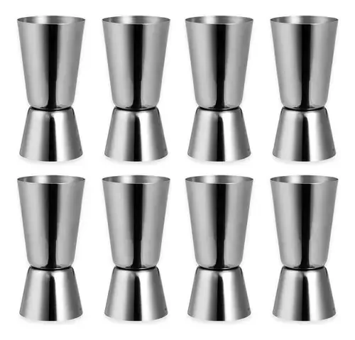 Kit 8 Dosadores Inox Duplos para Drinks e Gin – Medidores de 25ml e 50ml Jkveras
