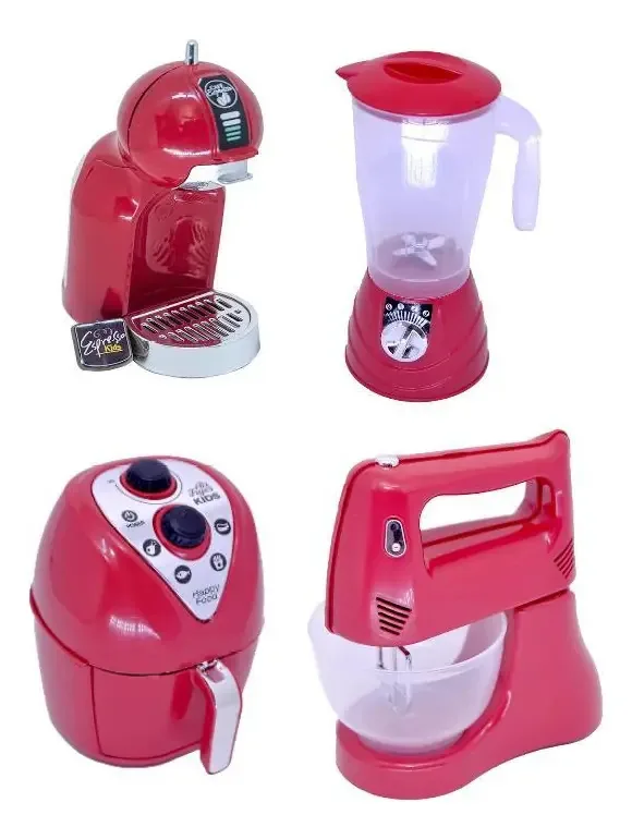 Cozinha Infantil Brinquedo Vermelho - Kit 5 Peças
