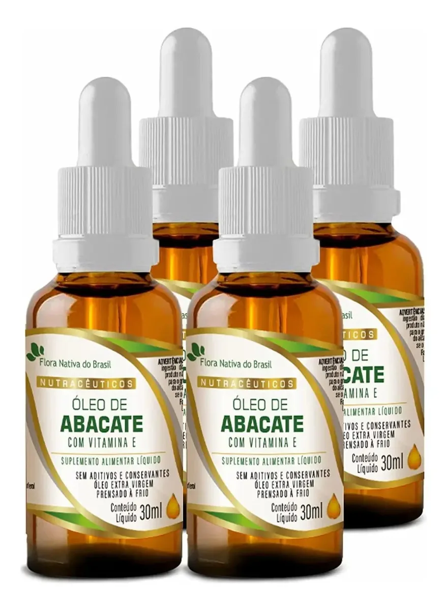 Kit Com 4 Óleo De Abacate Extravirgem + Vitamina E 30ml Fnb