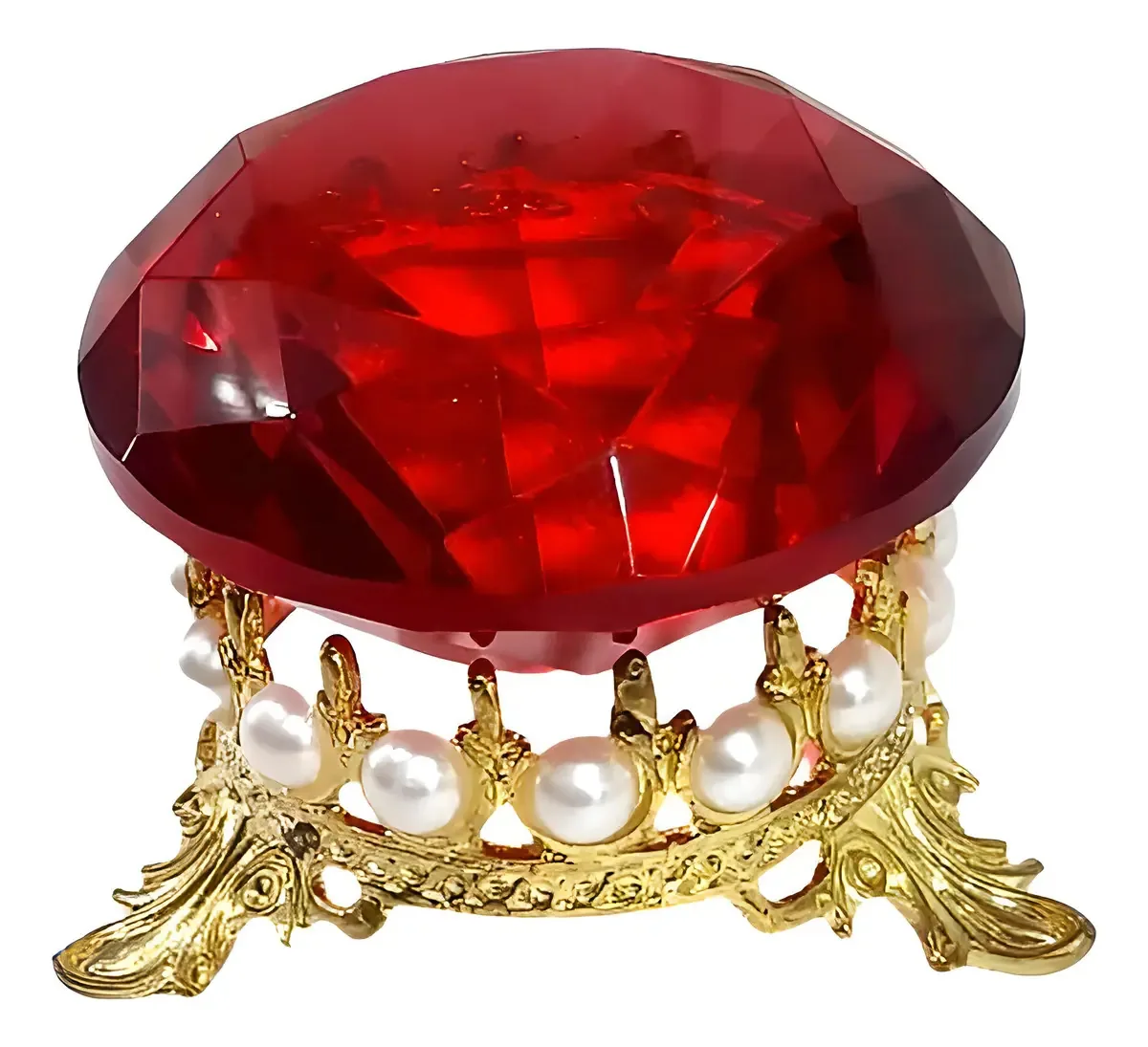 Diamante Vermelho Pedra Coroa Suporte Pincel Porta Decoração
