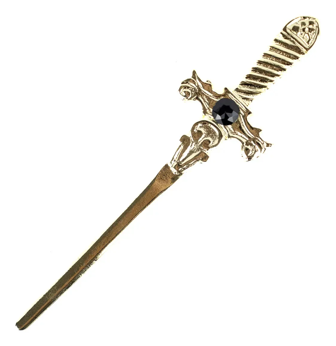 Athame Em Metal Dourado Brilhante 15 Cm Pedra Negra