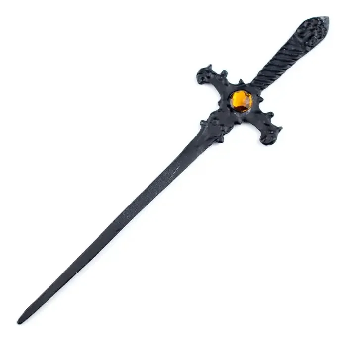Punhal Metal Negro 15 Cm Com Pedra Amarela