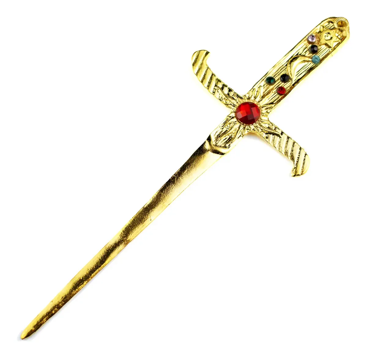 Adaga Antiga Lua Mística Athame Brasil Cabo Dourado Lâmina Metal 19cm