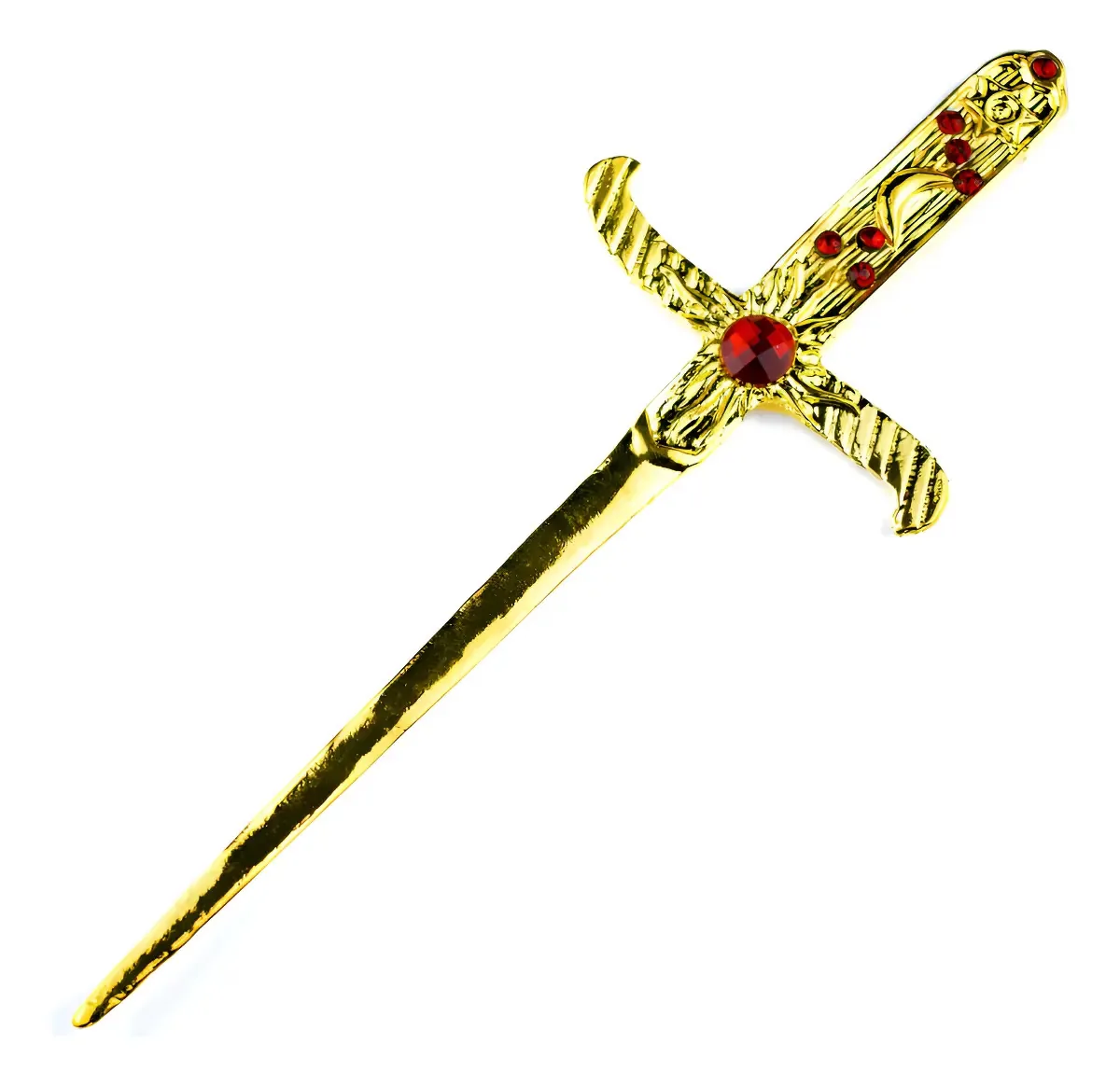Adaga antiga artesanal Lua Mística 19cm dourada com pedra vermelha