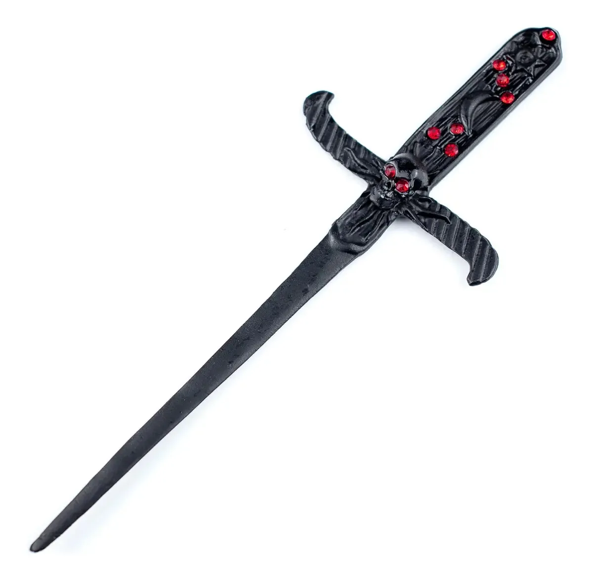 Adaga Antiga Lua Mística Athame Crânio Metal Preto Lâmina 19cm