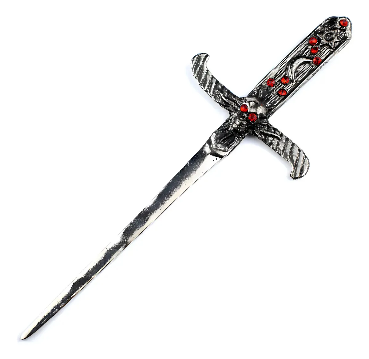 Athame Exu Crânio Caveira Em Metal Prateado Envelhecido 19cm