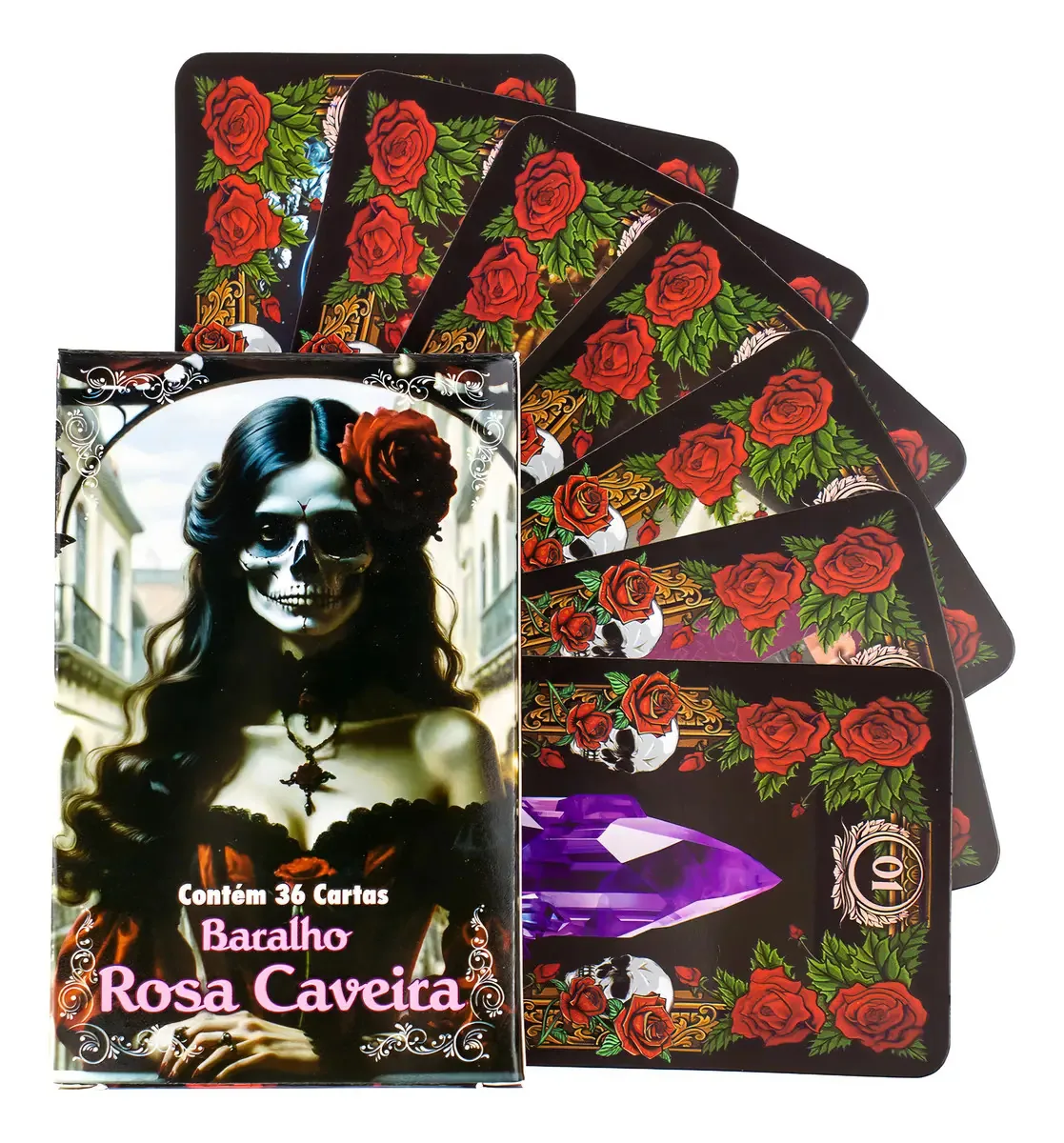 Tarot Baralho Pomba Gira Rosa Caveira 36 Cartas Com Manual