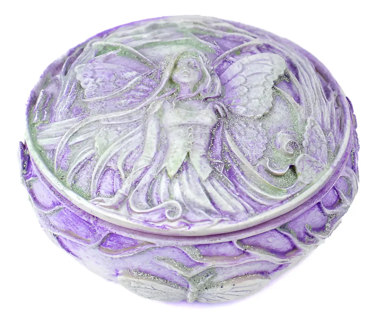 Porta Joias Fada Lua Mística em Resina Violeta