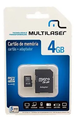 Micro Sd - Multilaser - Cartão Memória Microsd 4gb - Mc456