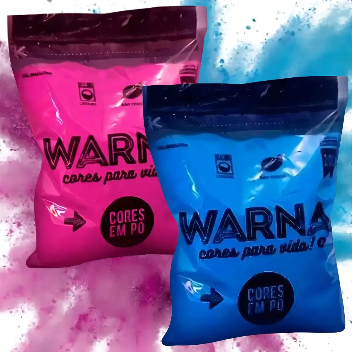 Tintas em Pó Colorido Biodegradáveis Azul-Rosa, Kit Revelação, 2 Pacotes