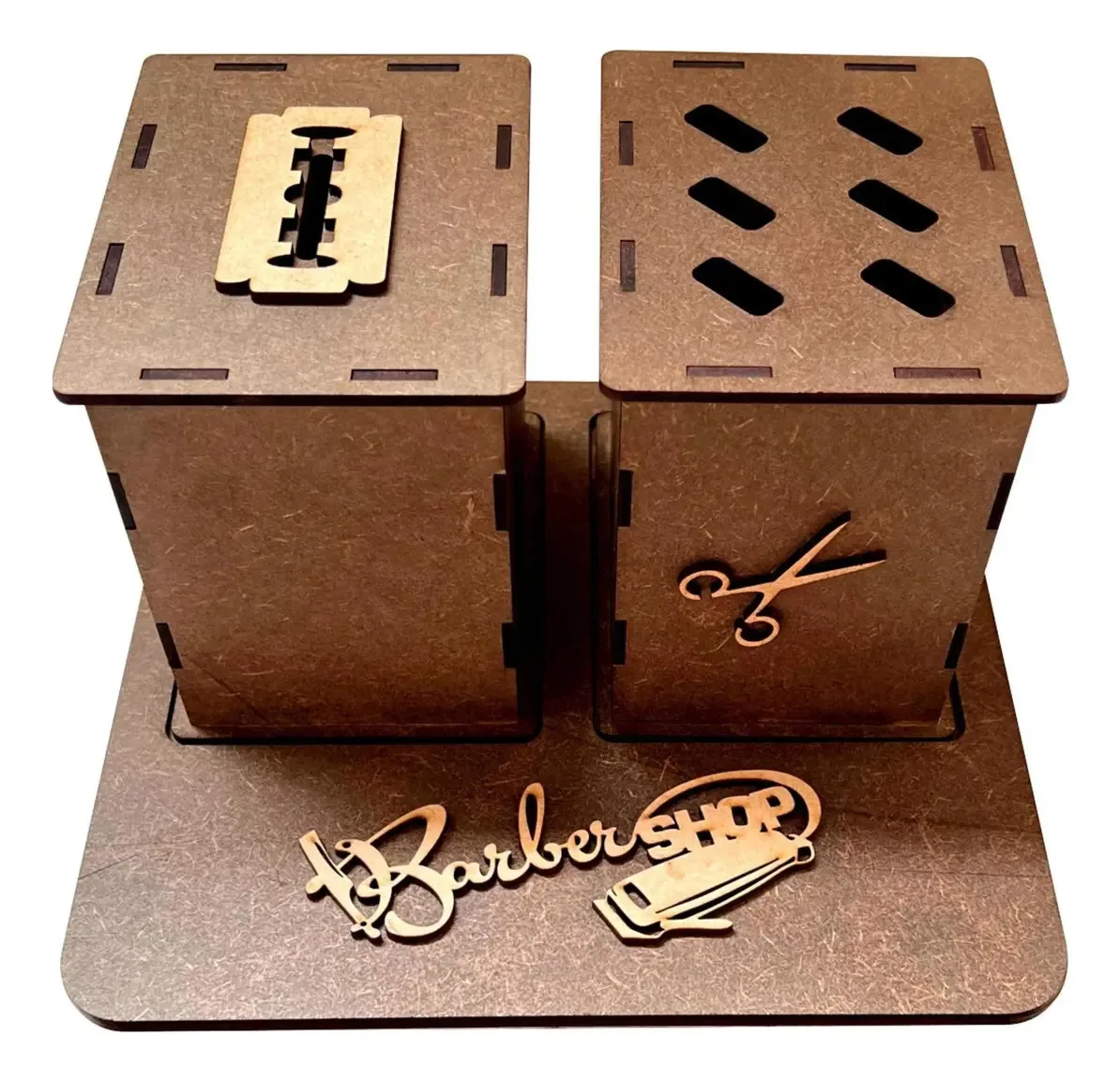 Kit Suporte Barbeiro Porta Tesoura Descarte Lamina Barba