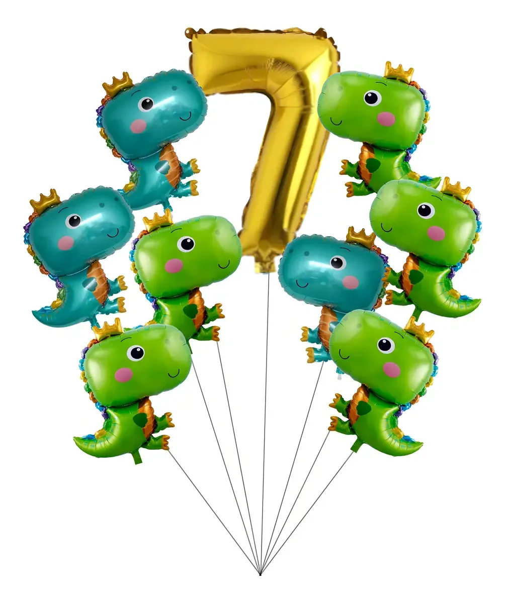 Decoração Festa Dinossauro Balões + Número 75cm + Fita Adesi Cor Dourado