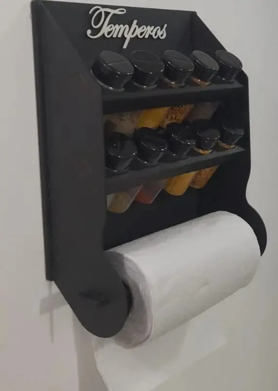 Porta Temperos E Condimentos 10 Potes - Suporte Mdf 35cm