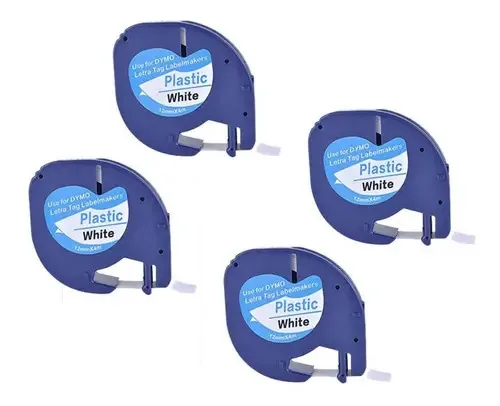 Kit 4 Fitas Plásticas Para Rotulador Dymo Letratag 91201