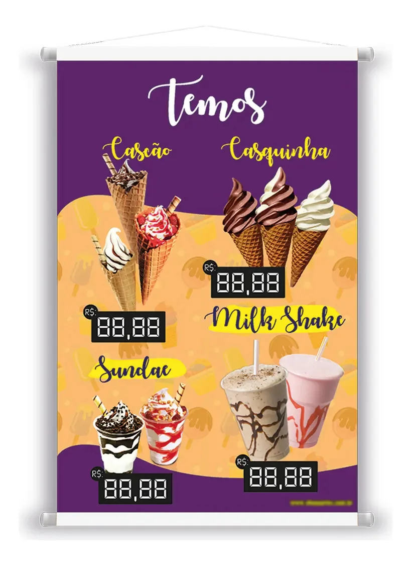 Banner G Artes Sorvetes e Milk Shakes Paredes Externas e Internas 40x60cm