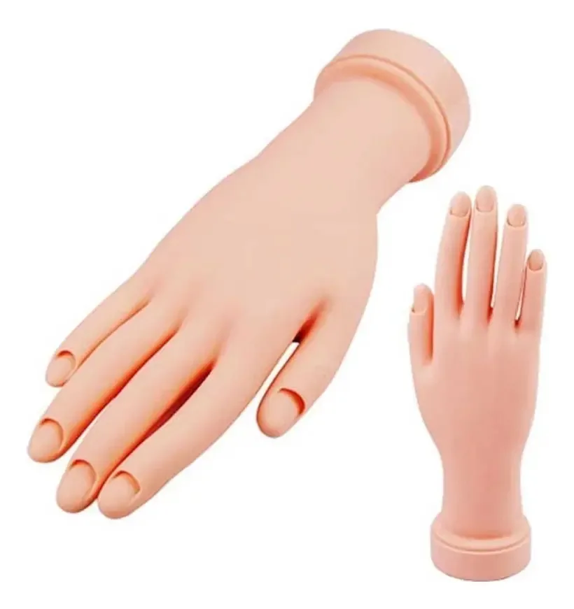 Mão Para Treino Unhas Gel Fan Nails Silicone Dedo Flexível Manicure
