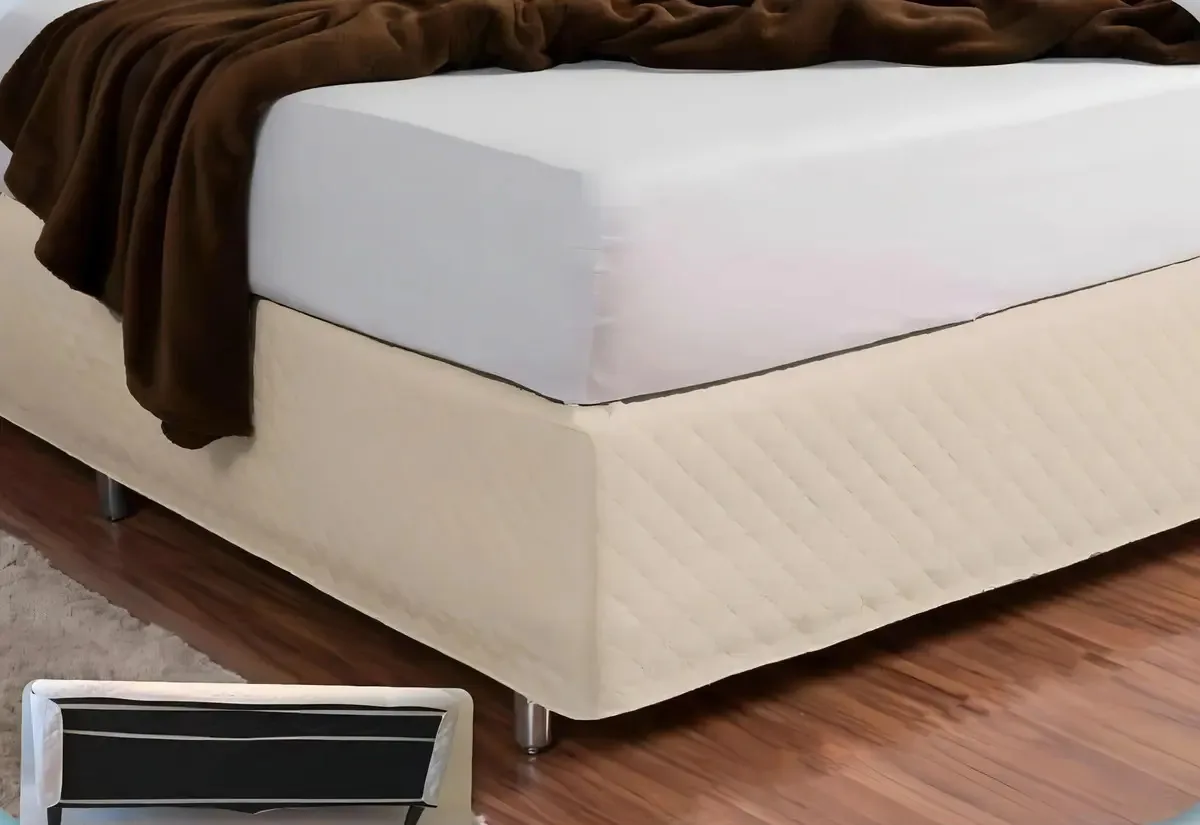 Saia Box Matelada Ultrassônica FANTE ENXOVAIS Cama Casal Bege 188x138cm