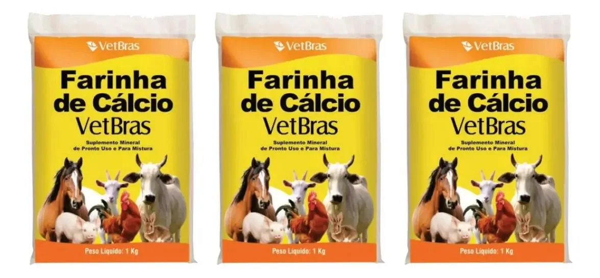 Farinha De Cálcio Vetbras 1kg 3 Unidades