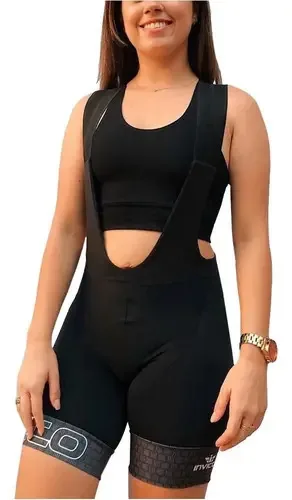 Bretelle De Ciclismo Feminino Invicto Da Quebrada Cor Preto Tamanho Pp