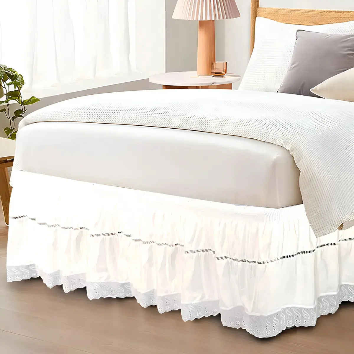 Saia Para Cama Box Queen Ponto Palito Branco