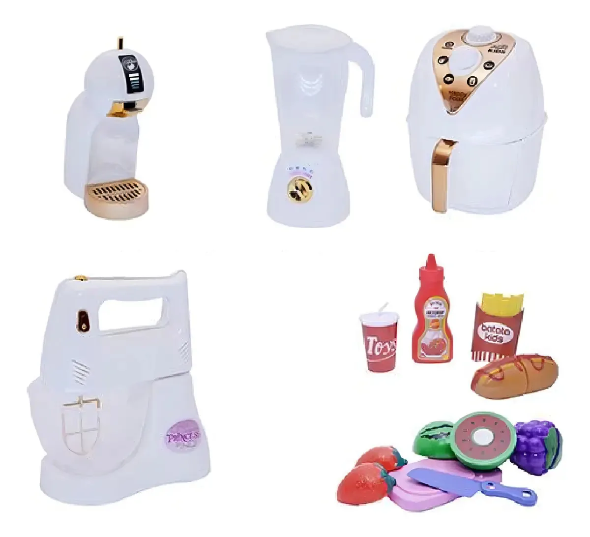 Kit Infantil Air Fryer Batedeira Fruta Cafeteira 13 Peças