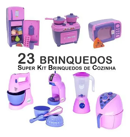 Kit Infantil Forma Fue Geladeira Fogão Microondas Panela 23p