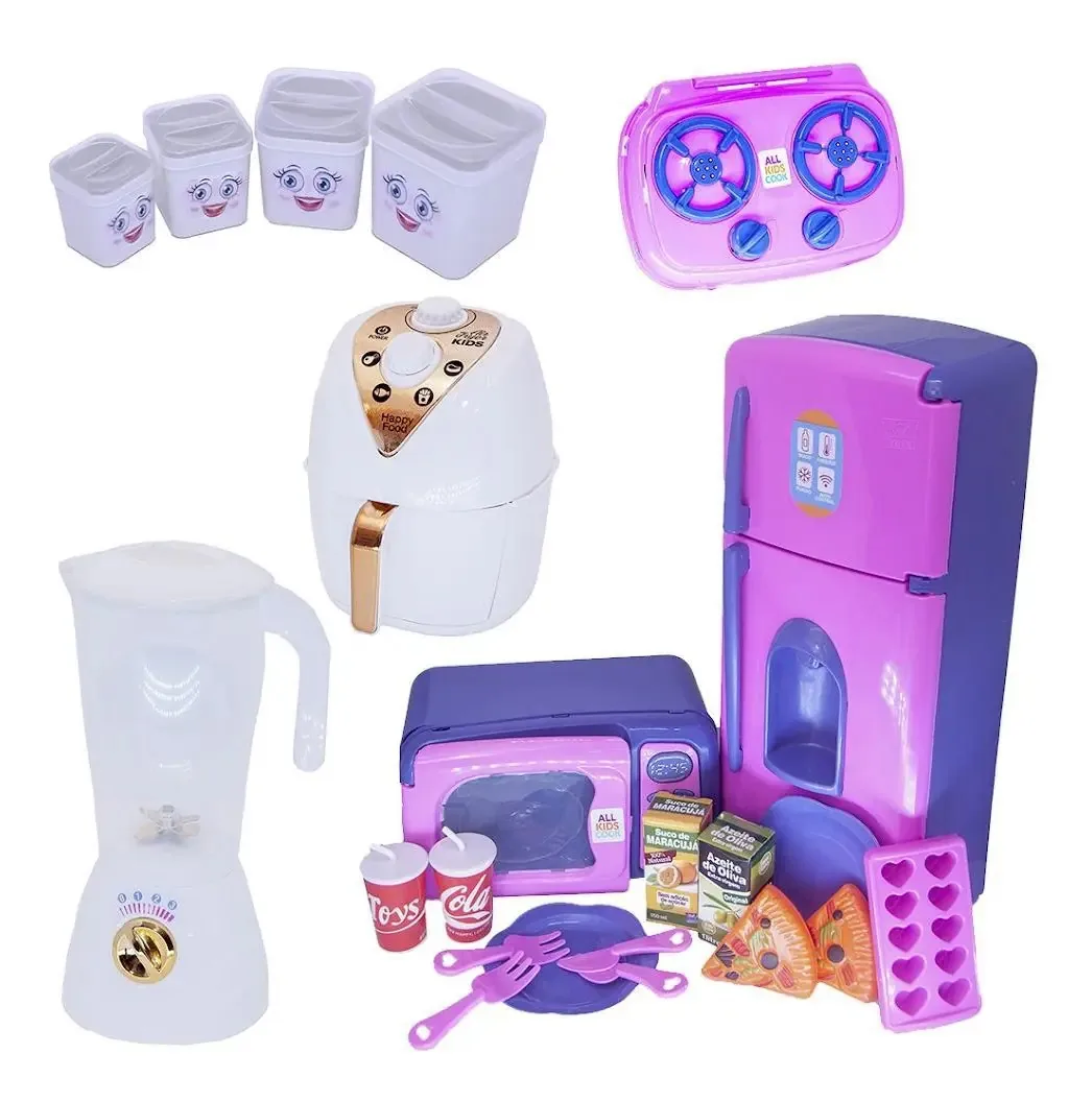 Cozinha Menina Brinquedo Infantil Geladeira 22 Peças
