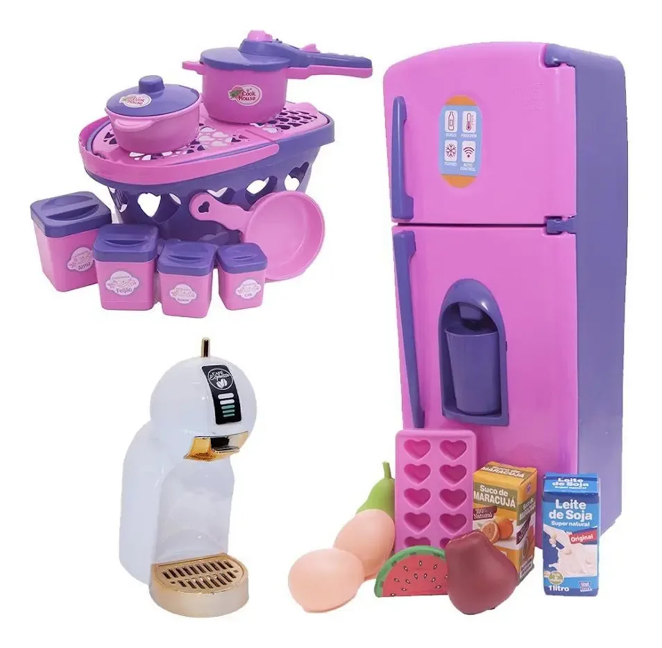 Cozinha Brinquedo Menina Eletro Jogo Panelas 19 Peças