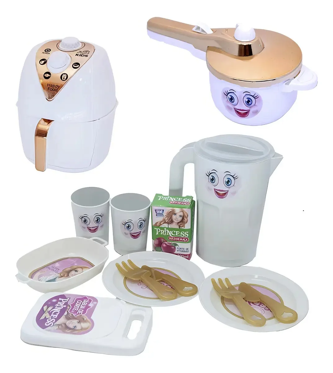 Princesa Cozinha Jantar Menina Air Fryer Brinquedo 14pç