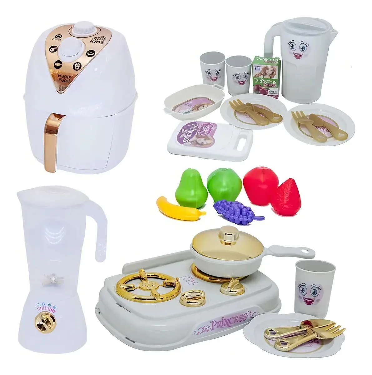 Cozinha Infantil Brinquedo Menina Branco Jantar Fruta 26pç