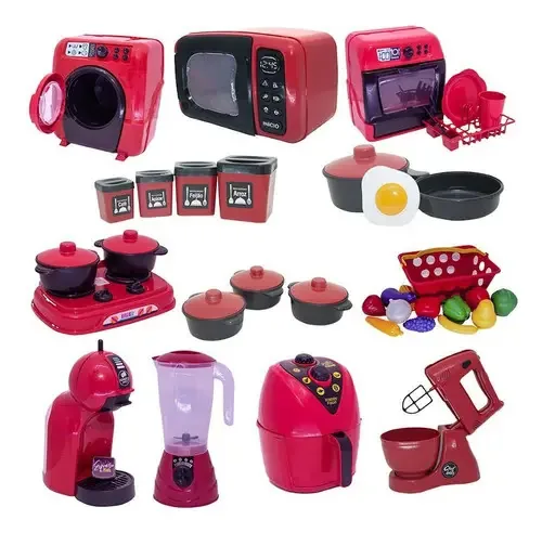 Cozinha de Brinquedo Altimar Rosa com 41 Peças e Acessórios