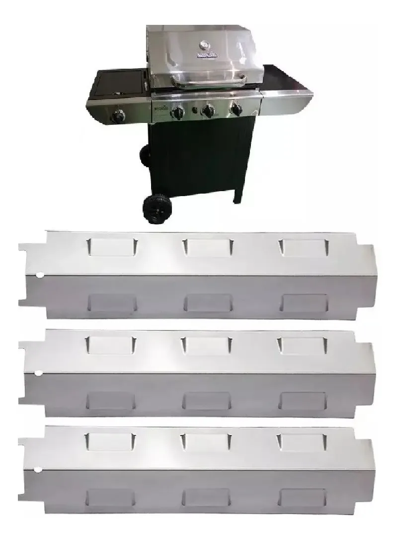 3 Defletores De Chamas 36,5cm Inox Churrasqueira