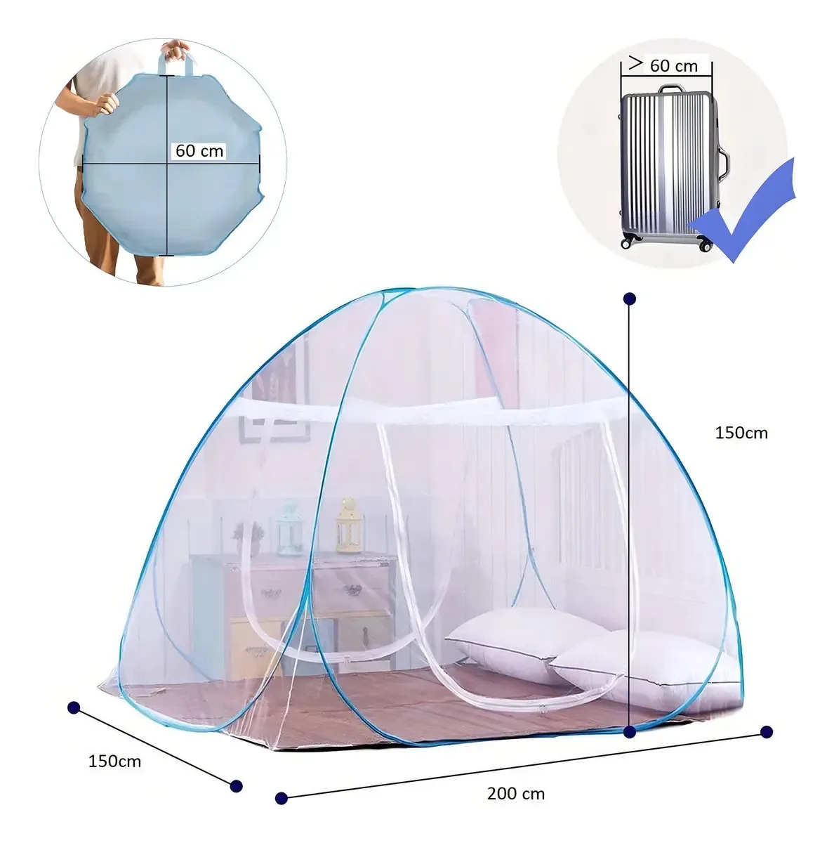 Mosquiteiro Tenda Cama Casal Dobrável Pratico E Portátil